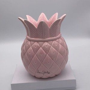 VINTAGE Slatkin Pineapple Orchid Ceramic Candle Holder